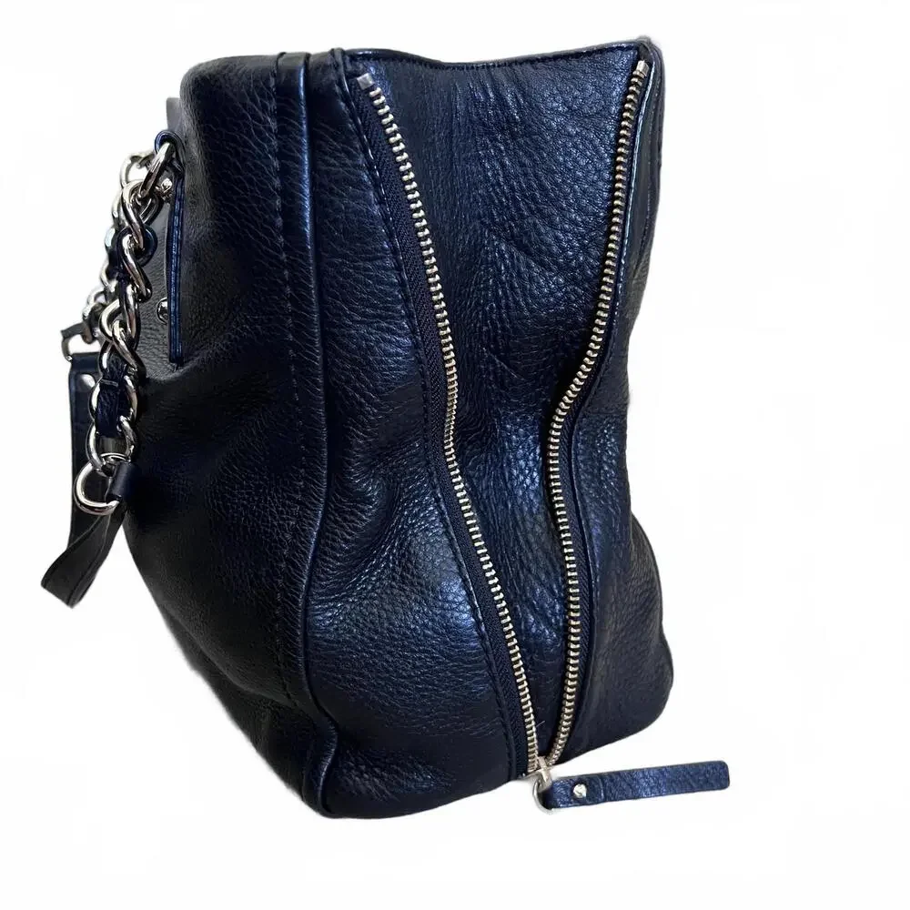 Kate Spade Andee Pebbled Leather Tote Black Shoulder Bag Gold Chain Strap Large - Picture 3 of 9